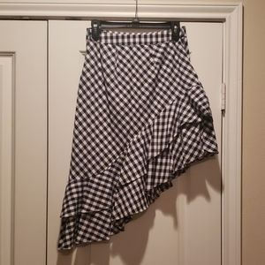 Black and white plaid skirt.